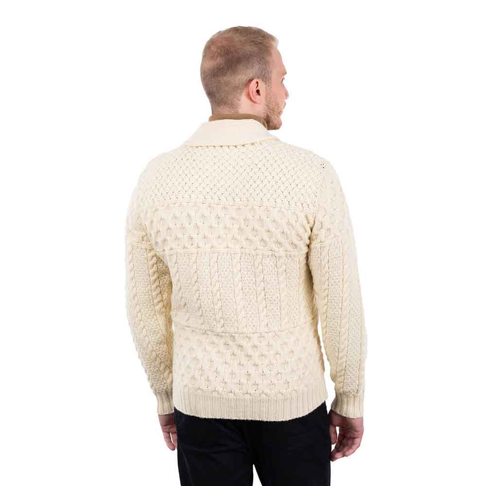 irish cardigan | aran cable knit shawl collar mens cardigan
