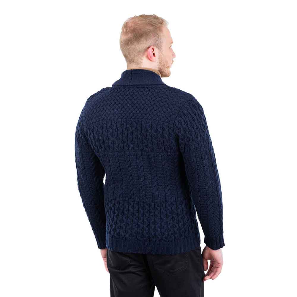 irish cardigan | aran cable knit shawl collar mens cardigan