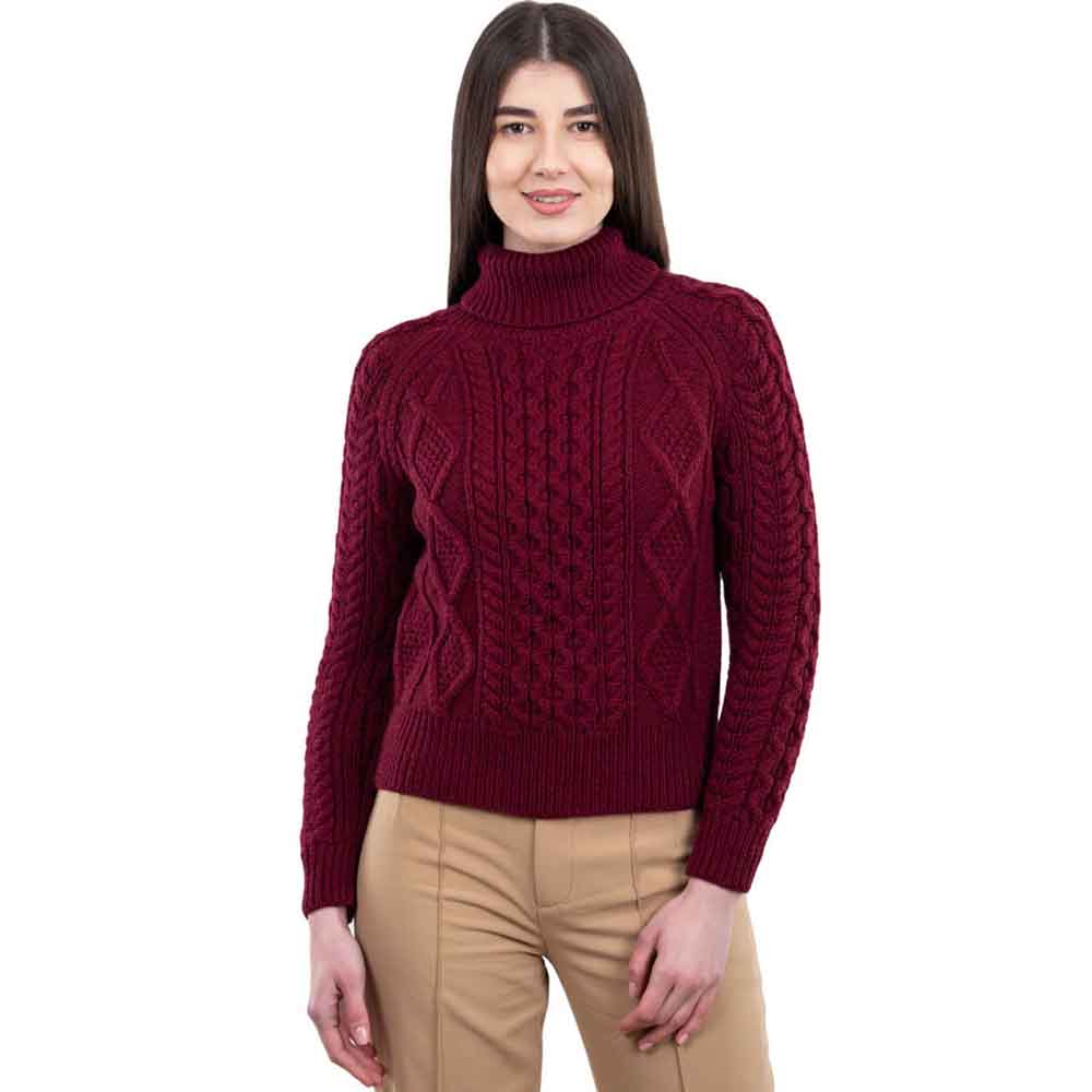 irish sweater | cable knit turtle neck aran sweater