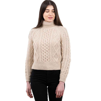 Irish Sweater | Cable Knit Turtle Neck Aran Sweater