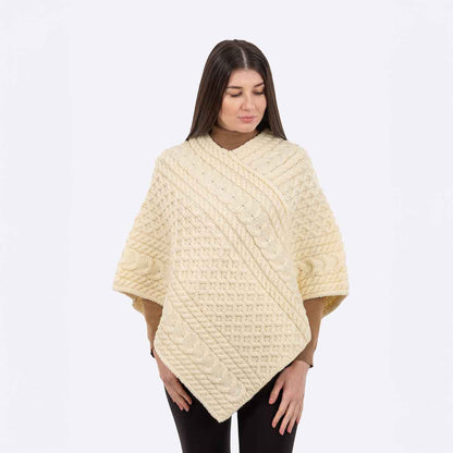 Irish Shawl | Ladies Honeycomb Cable Knit Poncho