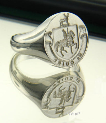 Irish Rings - Personalized Sterling Silver Full Coat of Arms Ring - Large