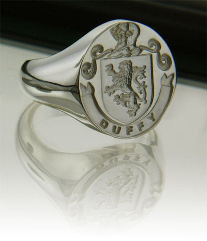 Irish Rings - Personalized Sterling Silver Coat of Arms and Mantle Ring - Large