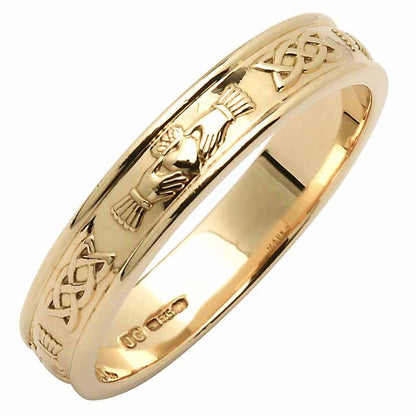 Irish Wedding Ring - Ladies Narrow Sterling Silver Corrib Claddagh Wedding Band