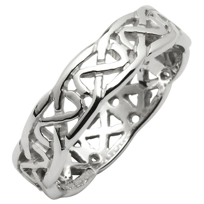 Irish Wedding Ring - Celtic Knot Narrow Pierced Sheelin Ladies Wedding Band