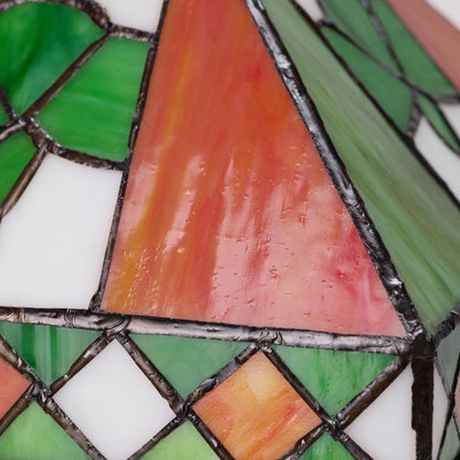 Close-up detail of St. Patrick's Day Irish Flag Tricolor Stained Glass Table Lamp