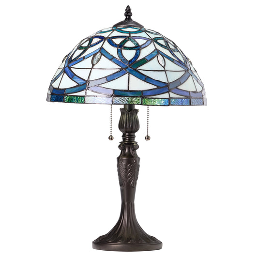 Celtic Stained Glass Dome Trinity Knot  Tiffany-style table lamp on a white background