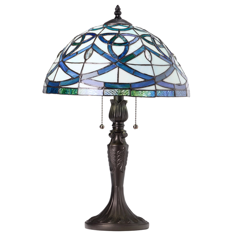 Celtic Stained Glass Dome Trinity Knot  Tiffany-style table lamp on a white background