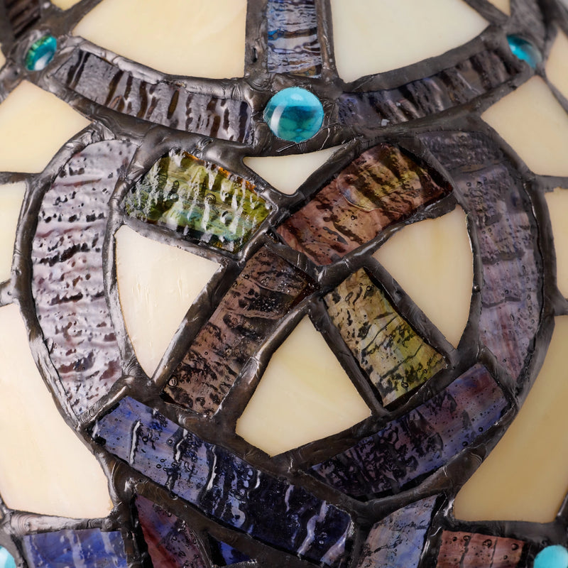 Close-up of Celtic Stained Glass Amber Pathway Table Lamp