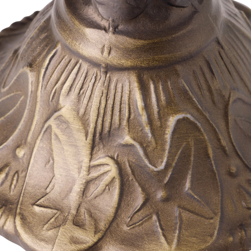 Close-up of Celtic Stained Glass Amber Pathway Table Lamp base detail