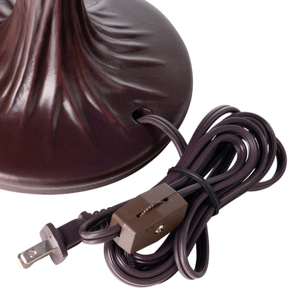 Brown lampshade with power cord on a white background