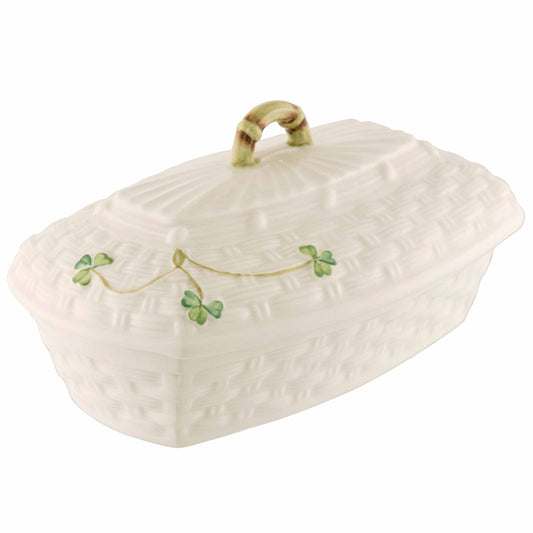 Belleek Pottery | Shamrock Butter Dish