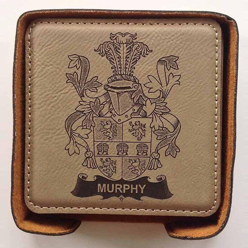 irish coat of arms leatherette family crest coasters | set of 6