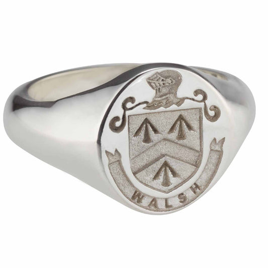 Irish Rings - Sterling Silver Personalized Full Coat of Arms Ring and Wax Seal - Medium
