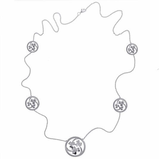 Irish Necklace | Rhodium Plated Sterling Silver Shamrock Irish Necklet