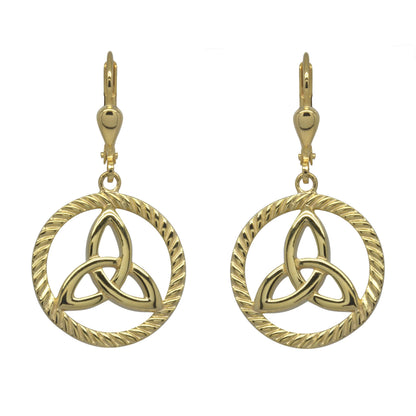 Irish Earrings | Gold Plated Sterling Silver Round Trinity Knot Earrings