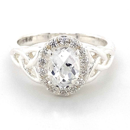 Irish Ring | Celtic Trinity Knot White Topaz Crystal Ring