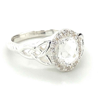 Irish Ring | Celtic Trinity Knot White Topaz Crystal Ring