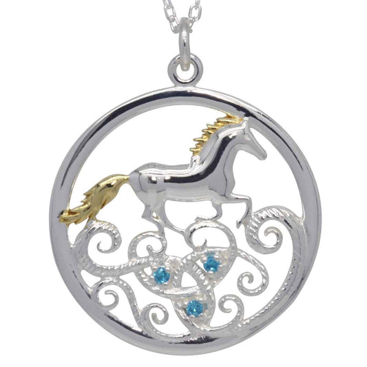 Irish Necklace | Sterling Silver & Gold Plated Tir na nOg Pendant  with Chain