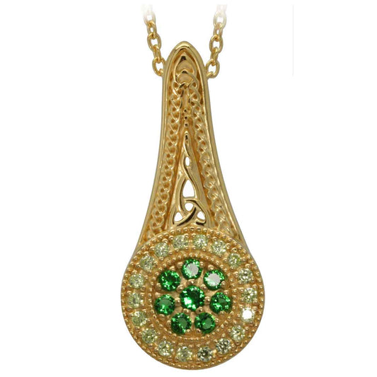 Irish Necklace | Gold Plated Sterling Silver with Crystal Celtic Trinity Knot Circle Pendant with Chain