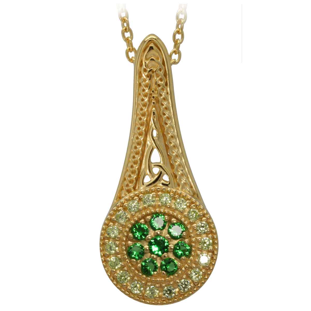 irish necklace | gold plated sterling silver with crystal celtic trinity knot circle pendant with chain
