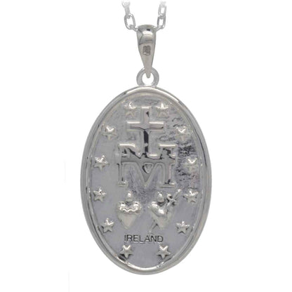 Irish Necklace|  Sterling Silver Miraculous Medal Pendant with Chain - Large