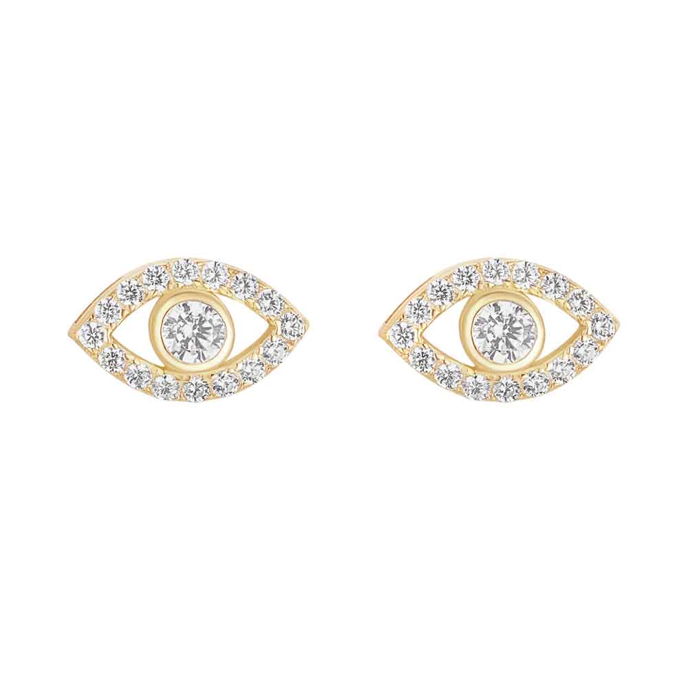 irish earrings | 18k gold plated evil eye crystal stud earrings