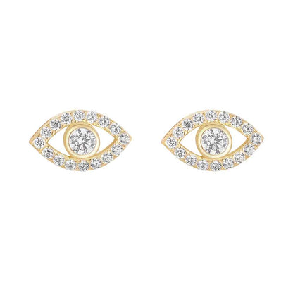 Irish Earrings | 18k Gold Plated Evil Eye Crystal Stud Earrings