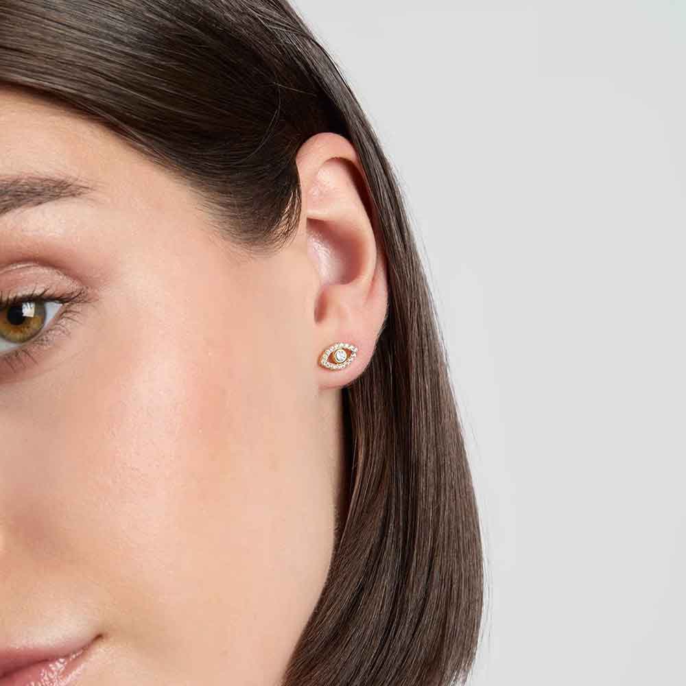 irish earrings | 18k gold plated evil eye crystal stud earrings