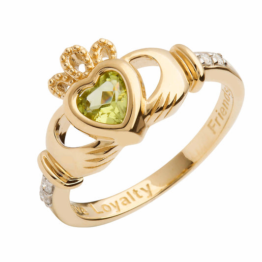 Irish Ring | 14k Gold Diamond Love Loyalty Friendship Birthstone Claddagh Ring