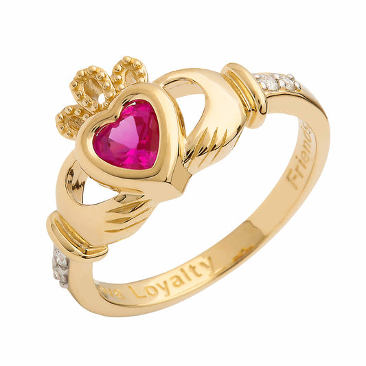Irish Ring | 14k Gold Diamond Love Loyalty Friendship Birthstone Claddagh Ring