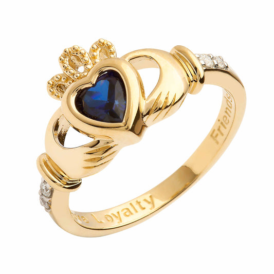 Irish Ring | 14k Gold Diamond Love Loyalty Friendship Birthstone Claddagh Ring