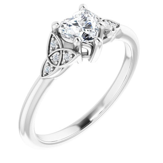 Irish Engagement Ring | Ciara 14K White  Diamond Heart Celtic Trinity Knot Ring