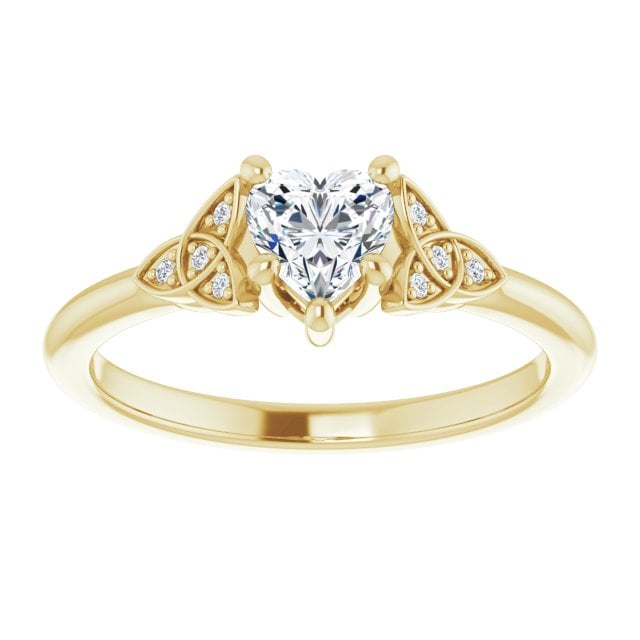 irish engagement ring | cliodhna 14k yellow  diamond heart celtic trinity knot ring
