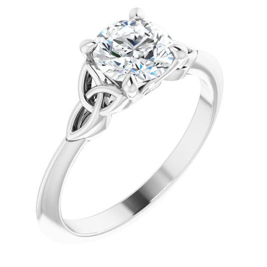 Irish Engagement Ring | Fiadh 14K White Gold 1ct Diamond Solitaire Celtic Trinity Knot Ring