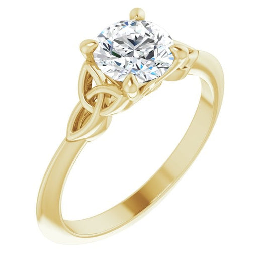 Irish Engagement Ring | Flannait 14k Yellow Gold 1ct Diamond Solitaire Celtic Trinity Knot Ring