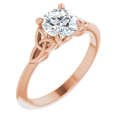 Irish Engagement Ring | Fineamhain 14k Rose Gold 1ct Diamond Solitaire Celtic Trinity Knot Ring