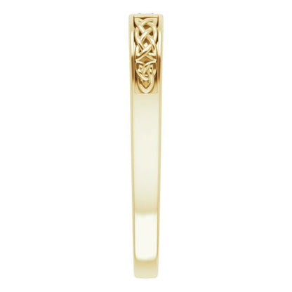 Irish Ring | Aodh 14k Yellow Gold Diamond Mens Narrow Celtic Knot Ring