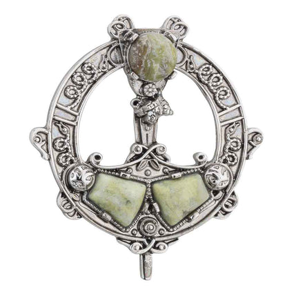 Irish Brooch -  Connemara Marble Tara Brooch