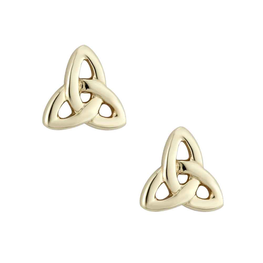 14k yellow gold trinity knot earrings - small