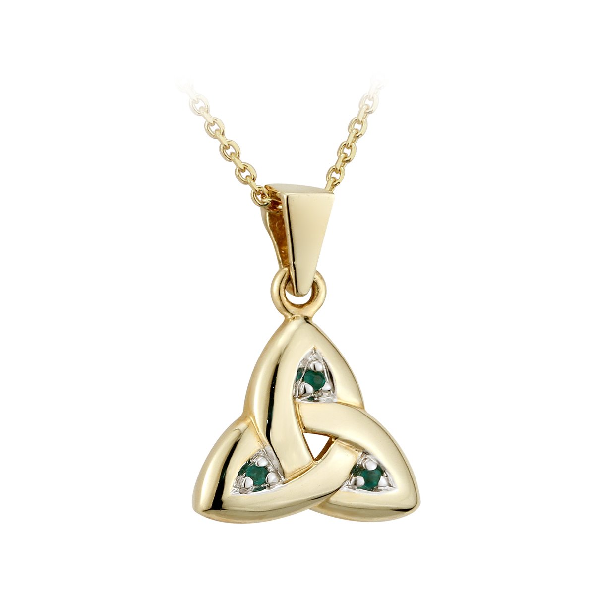 irish necklace | 14k gold trinity knot emerald pendant