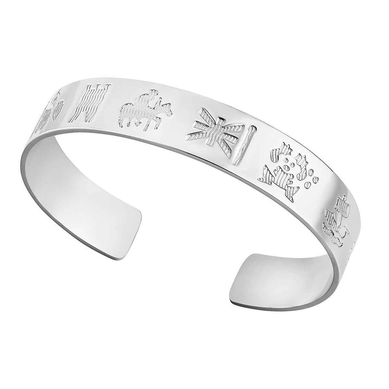 Sterling Silver History of Ireland Bangle on a white background