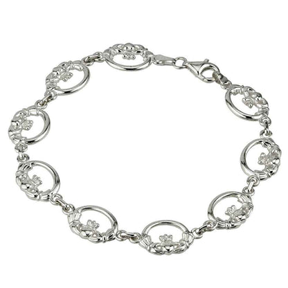 Sterling Silver Claddagh Link Bracelet