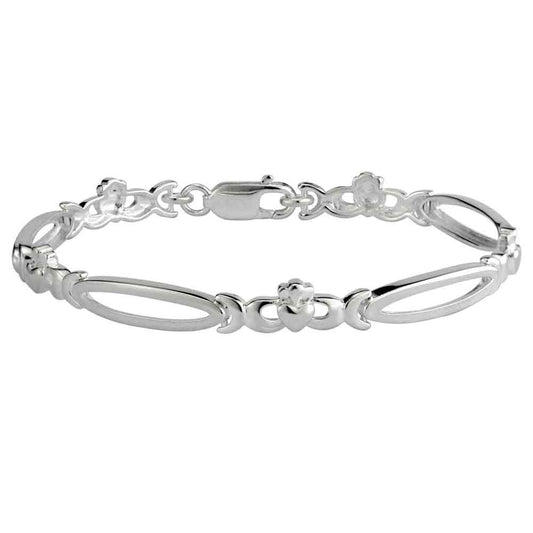 Irish Bracelet - Sterling Silver Claddagh Link Bracelet