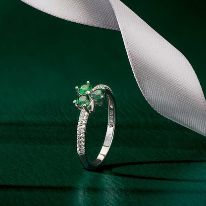 Irish Ring | Sterling Silver Green Crystal Shamrock Ring