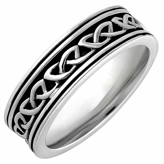 Irish Rings | Sterling Silver Ladies Oxidized Celtic Knot Ring