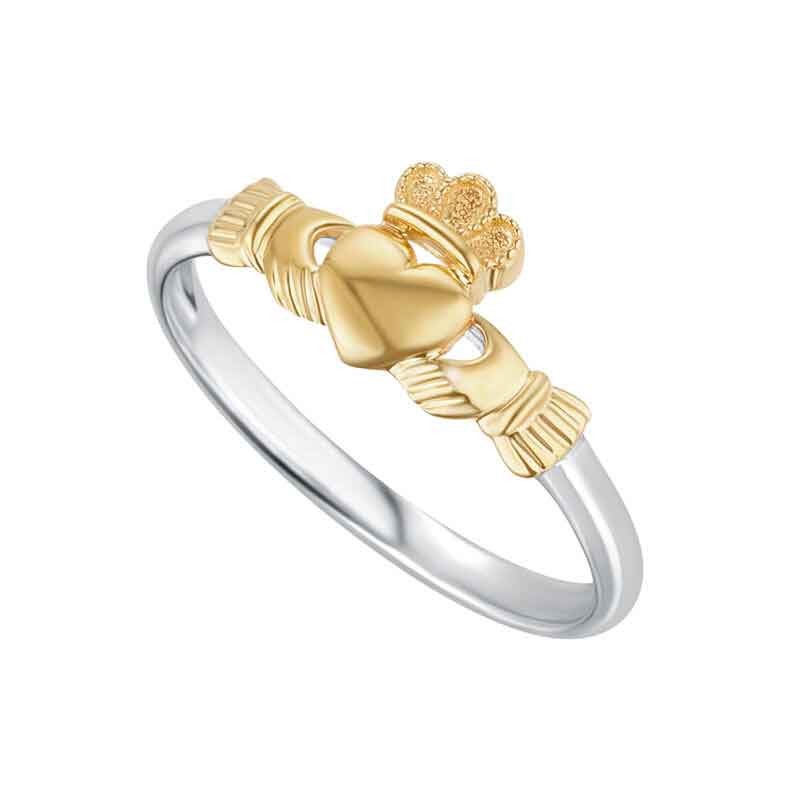 irish ring | 10k gold & sterling silver ladies claddagh ring