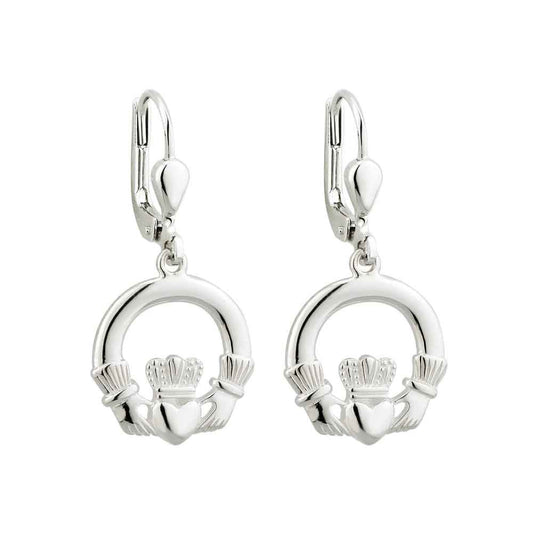 Sterling Silver Claddagh Drop Earrings