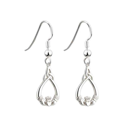 Celtic Earrings - Sterling Silver Claddagh Trinity Knot Earrings