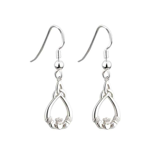 Celtic Earrings - Sterling Silver Claddagh Trinity Knot Earrings